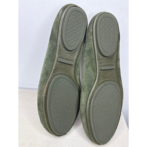 TORY BURCH Minnie Travel Suede Ballet Flats In Green Womens Size 8.5 - Picture 6 of 9